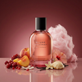 Rouge Ecstasy de Maison Narcose dans un décor rose gourmand avec fruits et barbe à papa